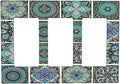 Light Switch Covers Mandala Decorative Rustic Vintage Turquoise Pattern 3 Gang Rocker Electrical GFCI Decorative Triple Outlet Wall Plate Cover Switchplate for Bedroom Bathroom Decor