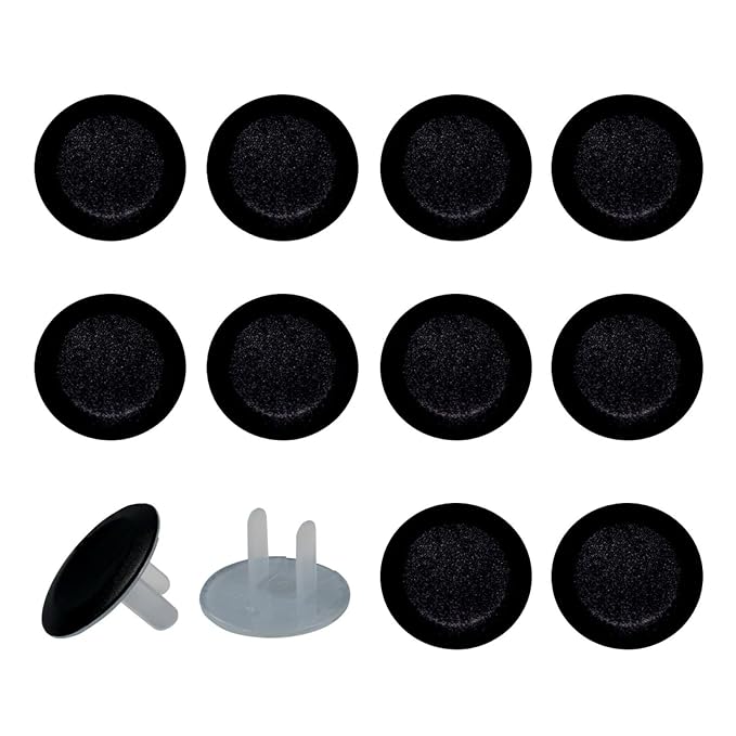 Baby Safety Outlet Plug Electrical Socket Covers, Pure Black
