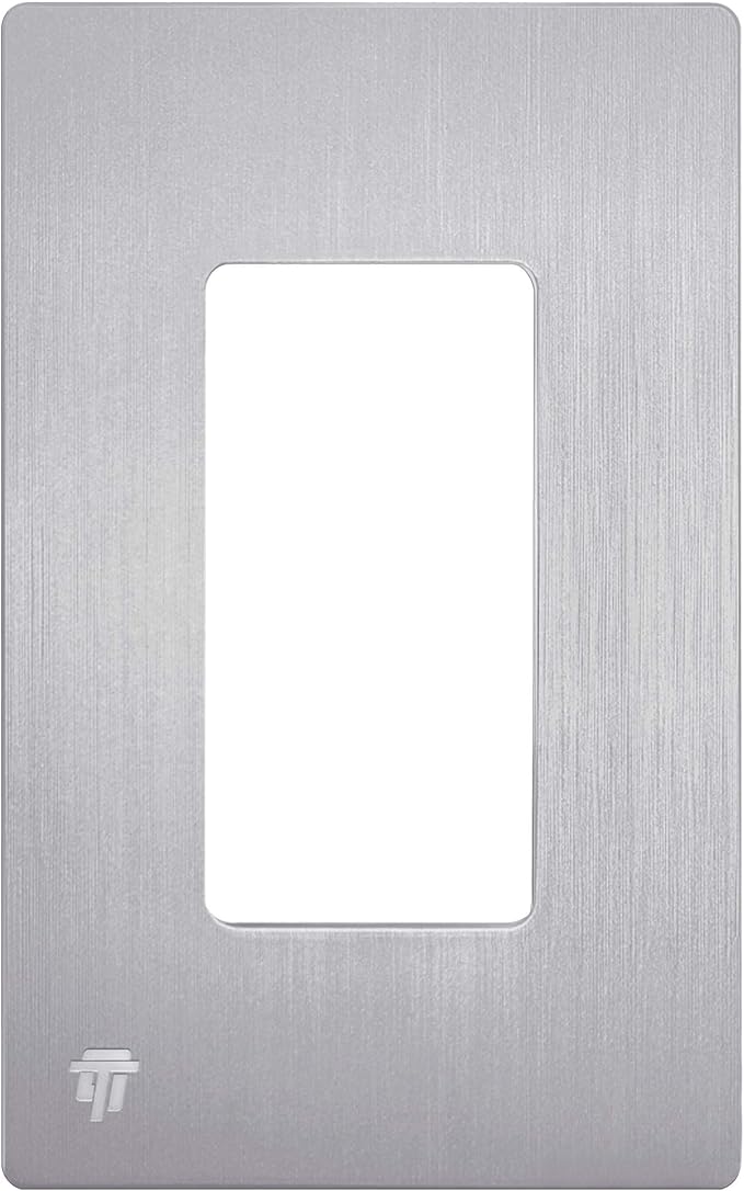ENERLITES Elite Series Screwless Decorator Wall Plate Child Safe Outlet Cover, Gloss Finish, Size 1-Gang 4.68" H x 2.93" L, Unbreakable Polycarbonate Thermoplastic, SI8831-BSV, Brushed Silver