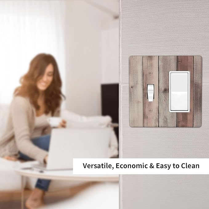 Outlet Covers Vintage Natural Wood Rustic Cinnamon 1 Toggle 1 Rocker Combination Decorative Wall Plate Electrical Switch Plates Light Switch Cover Plate For Farmhouse Cabin Decor