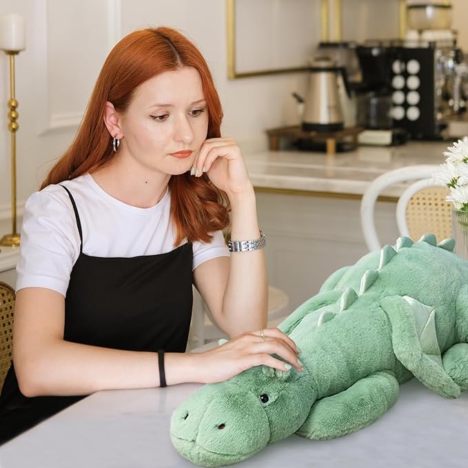 Pterosaur Stuffed Animal with Wings - Cute Soft Dinosaurs Plush Toys Little Flying Dragon Plushies Pillow Doll Christmas Birthday Gifts for Kids Boys Girls (Green,35.43inch/90cm)