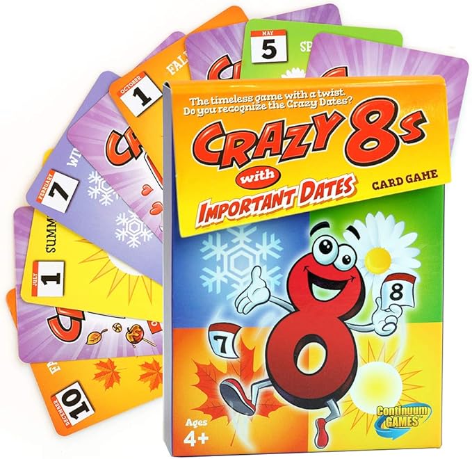 Continuum Games Crazy 8s with Important Dates Card Game - Kids Age 4 and Up
