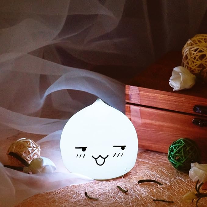 Portable Silicone LED Cartoon Night Light for Kids USB Rechargeable, Warm/White Light, 7-Color Changeable Light, Cute Children Night Lamp for Baby, Bedroom and Nursery (Tear Drop)