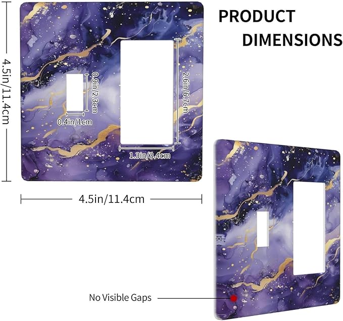 Decorative Outlet Covers Modernity Abstract Purple Golden Marble 2 Gang 1 Gang Wall Plate Cover Single Toggle Rocker Combination Light Switch Plate Covers Jumbo Switch Cover Plate
