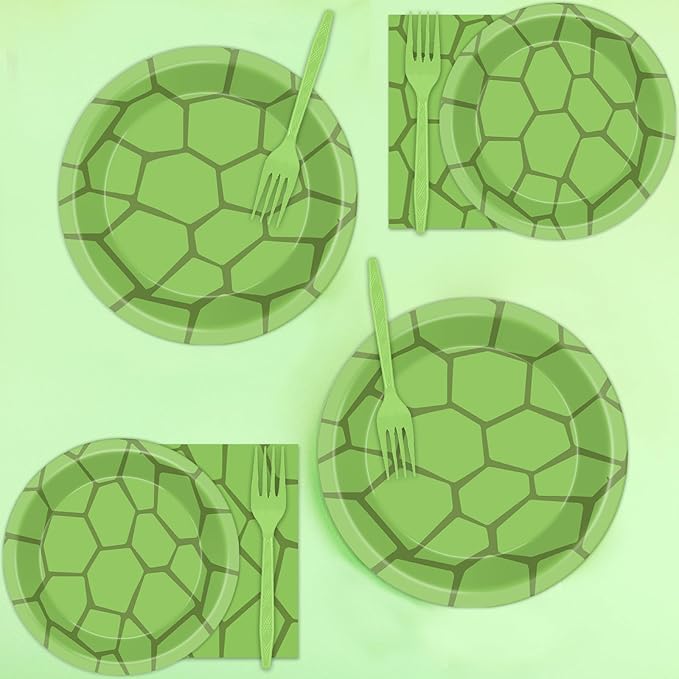 96Pcs Turtle Party Plates and Napkins Turtle Theme Birthday Party Supplies Disposable Turtle Party Paper Plates Green Sea Turtle Dessert Plates Tableware for 24 Guests Kids Teen Party Decorations