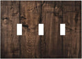 Rustic Brown Wood Plank Vintage Wooden Texture Print Decorative Switch Plates 3 Gang Wall Plate Triple Toggle Light Switch Cover Faceplate Electrical Wall Panels for Farmhouse Home Decor