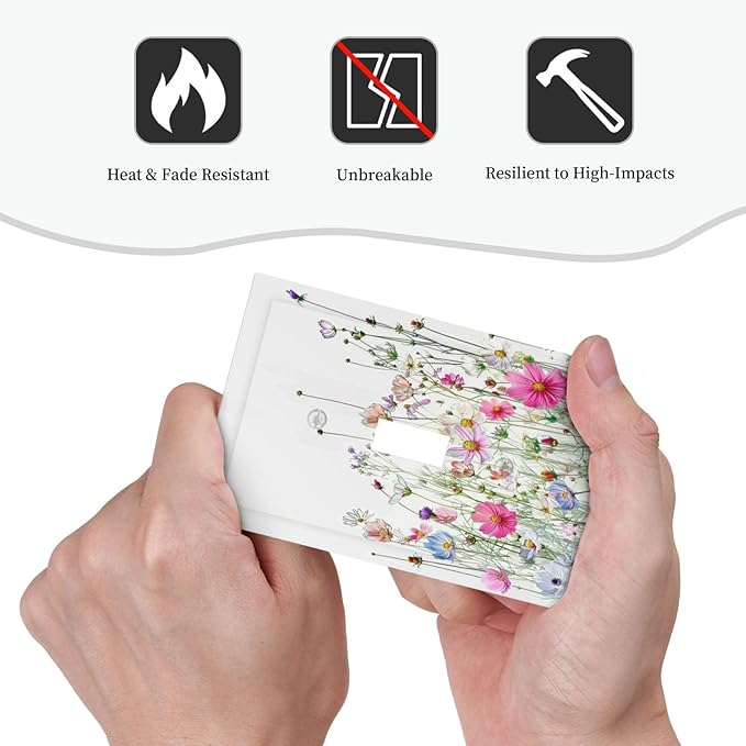 Decorative Light Switch Cover Boho Colorful Flowering Plant Wild Flower 1 Gang Single Toggle Device Electrical Faceplate Switchplates Decorator Outlet Wall Plate For Bed Room Living Room