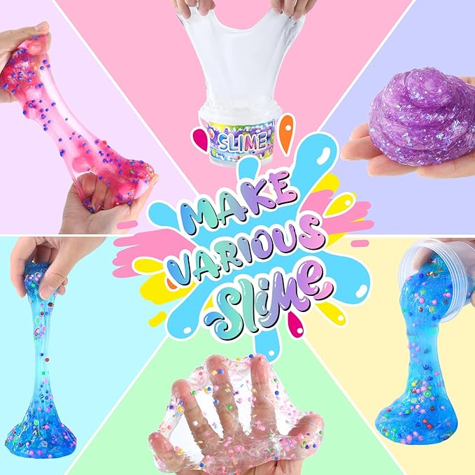 Elover Clear Slime Making Kits with Premade Slime for Kids DIY with 35 Sets Add-ins Jumbo Kit for 6-12 Years Old Girls Boys Present Party Favors, Large