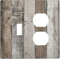 Natural Grey Wood Vintage Faux Wood Grain Wallplates 1 Toggle 1 Duplex Switch Plate Electrical GFCI Faceplate Decorative Light Switch Covers for Farmhouse Home Decor