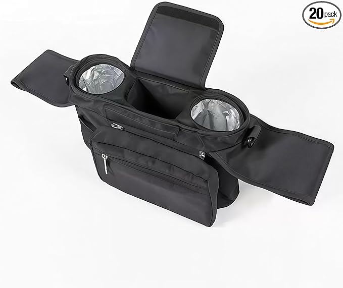 Stroller Organizer with Insulated Cup Holders & Detachable Wristlet | Universal Fit Stroller Caddy | Converts to Shoulder Bag | Holds Bottles, Phone, Diapers