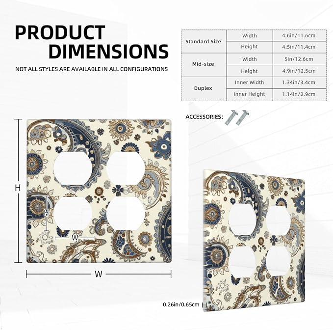 Outlet Covers Doodle Style Floral Abstract Teardrop 2 Gang Double Duplex Decorative Light Switch Covers Electrical Wallplates Socket Faceplate For Bed Room Living Room Decor
