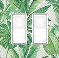 Decorative Outlet Covers Tropical Palm Tree Leaf Green Plant 2 Gang Double Gfci Rocker Electrical Wall Panels Light Switch Cover Plate For Bed Room Living Room Decor