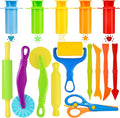 LCY WEDSHI Dough Tool Set, 15 Pcs Dough Tools Sets for Kids Ages 4-8, Dough Accessories Includes Cutters Roller, Rolling Pins, Safety Scissors, Plastic Knife