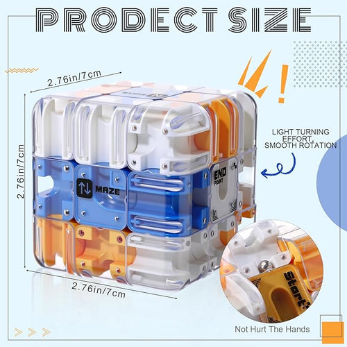 1 Sets Large Labyrinth 3D Maze Cube Puzzle Maze Game Gravity 3D Puzzle Cube Brain Teaser Ball Games for Kids Education Sensory Toys Gift for Adults (Classic,Blue)