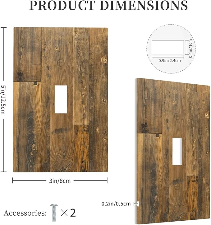 Brown Wood Vintage Rustic Old Board Decorative Light Switch Cover 1 Gang Single Toggle Device Electrical Faceplate Switchplates Decorator Outlet Wall Plate for Farmhouse Home Decor
