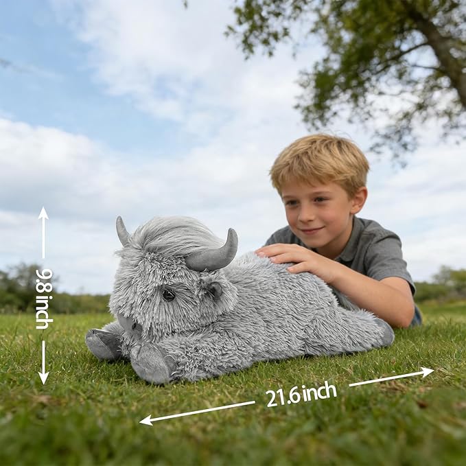 WDXDSOB Weighted Highland Cow Stuffed Animals, 4.2 Lbs Weighted Highland Cow Plush for Kids & Adults, 21.6 Inch Large Cattle Pillow Toy Gift for Christmas Birthday Gift
