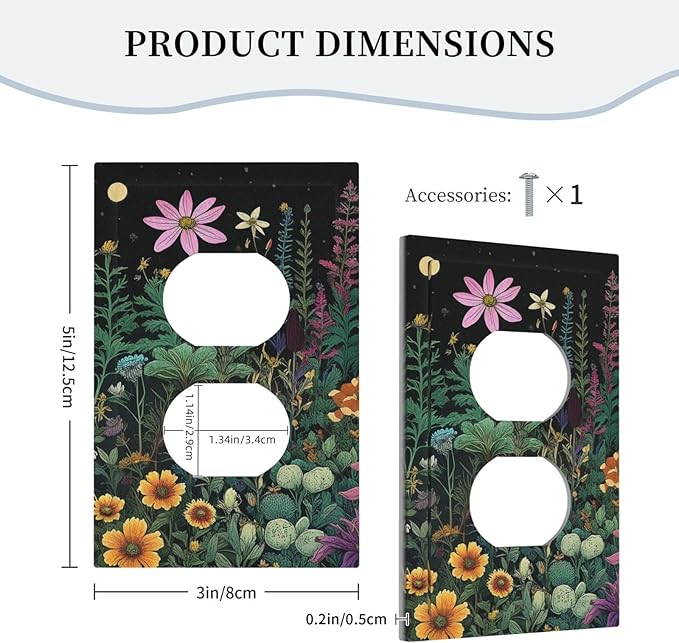 Decorative Outlet Covers Brainstorming Sketches of Weeds Wildflowers Plants 1 Gang Duplex Light Switch Cover Plate Wall Plates Electrical Outlets Electrical Switchplate Face Plate
