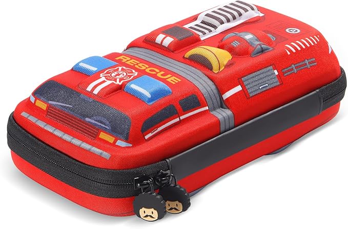 rockpapa Large-Capacity Fire Truck Pencil Case, Pencil Box, Storage Box for School Students Boys Teens Kids Toddlers Red