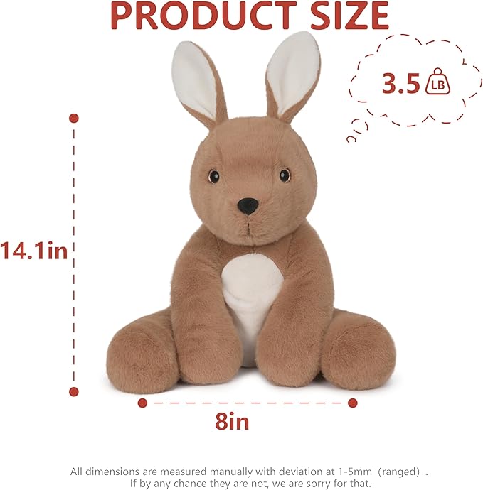 Niuniu Daddy 14" | 3.5 Pound Weighted Kangaroo Stuffed Animal for Boys Girls, Cute Stuffed Kangaroo Plush Toys for Kids Adults, Pillowfort Body Pillow Plush for Presents Birthday Christmas Holiday