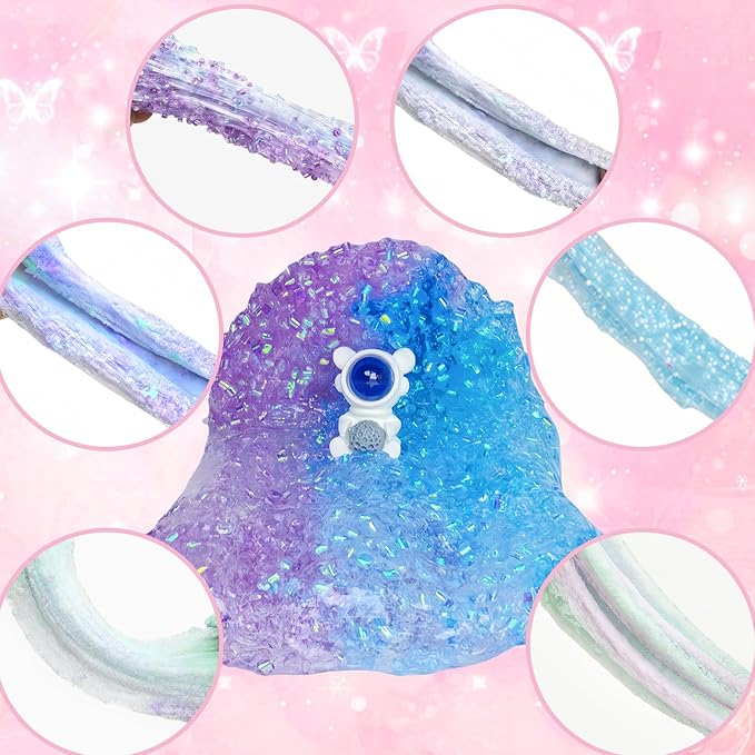 UIVIEHIR Magical Slime Collection 15pack Sensory Play Set with Ocean, Universe, Flower Field, Bee, Cupcake, Galaxy Themed Slimes, Kids Stress Relief Toy