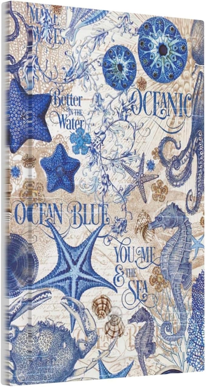 Light Switch Cover Plate Vintage Sea Blue Seahorse Starfish Octopus 1 Gang No Device Blank Electrical Wall Plates Faceplate Decorative Switch Plate For Kids Room Home Decor