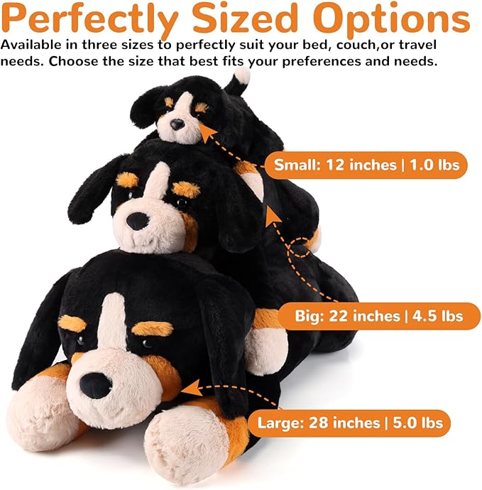 gnomantic Bernese Mountain Dog Weighted Stuffed Animals - 22 Inch 4.5 Pounds Weighted Plushies Dog Stuffed Animal - Big Plush Pillow - Cute Plush Toy Gifts for Kids & Adults (22" 4.5 lbs)