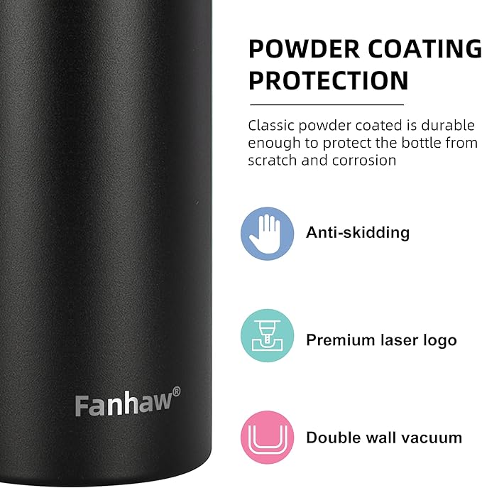 Fanhaw 24 oz Insulated Stainless Steel Water Bottle with Straw Lid, Leakproof & Anti-Dust Sports Bottle for Kids, Women & Men (Yellow)
