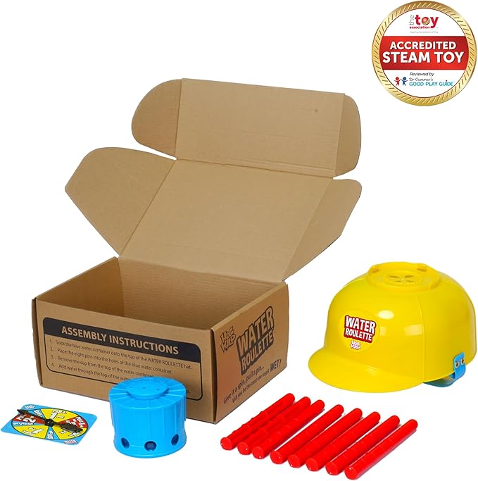 Zing Hog Wild Water Roulette Game: The Ultimate Suspense-Filled Water Challenge – Hilarious Fun Family Party Game with Adjustable Helmet, Rods, and Spinner – Kids and Adults - Ages 8 and Up