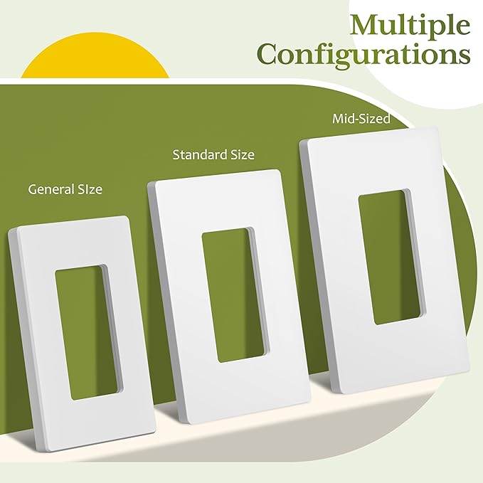 TG Screwless Decorator Wall Plates Child Safe Outlet Covers, Size 1-Gang 4.50" H x 2.75” L, Unbreakable Polycarbonate Thermoplastic, UL Listed, Glossy, White (100 Pack)