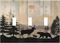 Decorative Switch Plates Wood Board Wildlife Cute Bear Deer Forest Rustic 3 Gang Wall Plate Triple Toggle Light Switch Cover Faceplate Electrical Wall Panels for Bathroom Farmhouse Decor