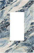Decorative Outlet Covers Blue Grey Marbling Modern Abstract Design 1 Gang Single Rocker Light Switch Cover Plate Wall Plates GFCI Faceplate for Bedroom living Room Decor