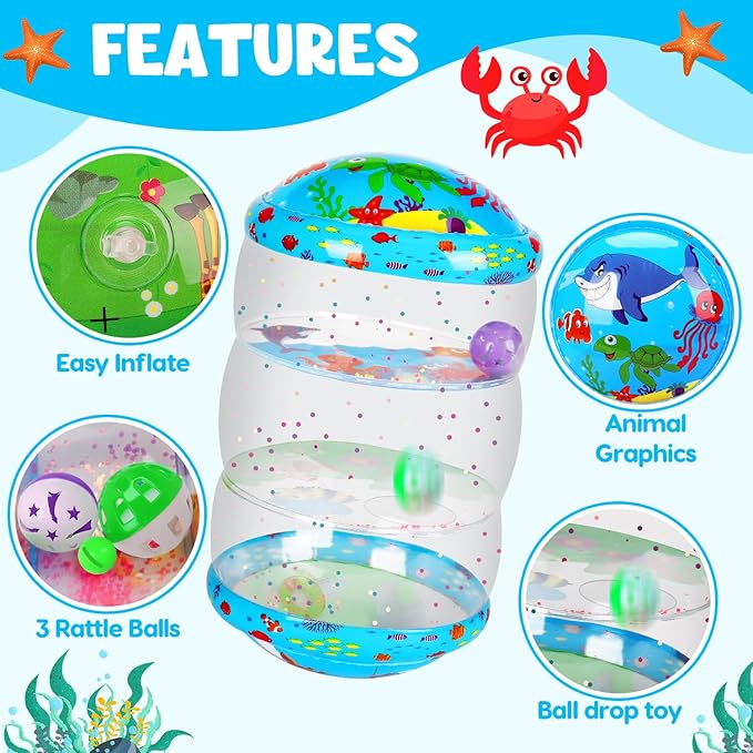 Crawling & Walking Baby Toys 6-12 Months Glowing Jumbo Inflatable Rolling Infant Toy 6 7 8 9 10 12-18 Month Old Tummy Time Sensory Development Light Up Toys for 1 2 Year Old Boy Girl Birthday Gifts