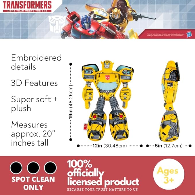 Transformer Bumblebee Kids Bedding Super Soft Cozy Cuddle Pillow, (Officially Licensed Product) by Franco