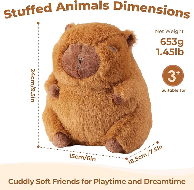 Capybara Microwavable Weighted Stuffed Animals Plushies, Heating Pad Animal for Stress Period Cramps, Lavender Scented Heat&Cold Compress Capybara Plush Toys Gifts for Girls Boys Adults