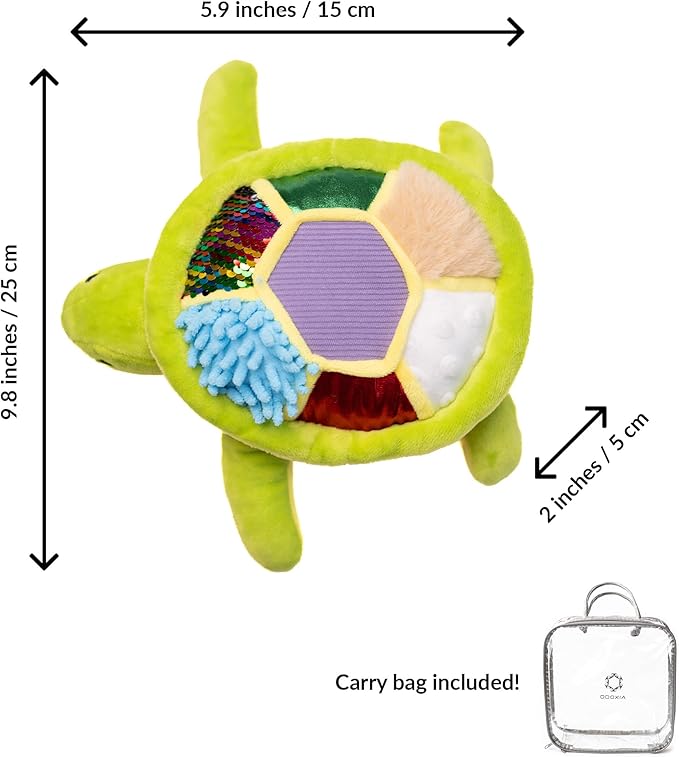 ODOXIA Sensory Turtle Stuffed Animal | Plush Toy | Fidget Stuffed Animal for Kids | Great for Sensory Needs | Pillow Plush for Children