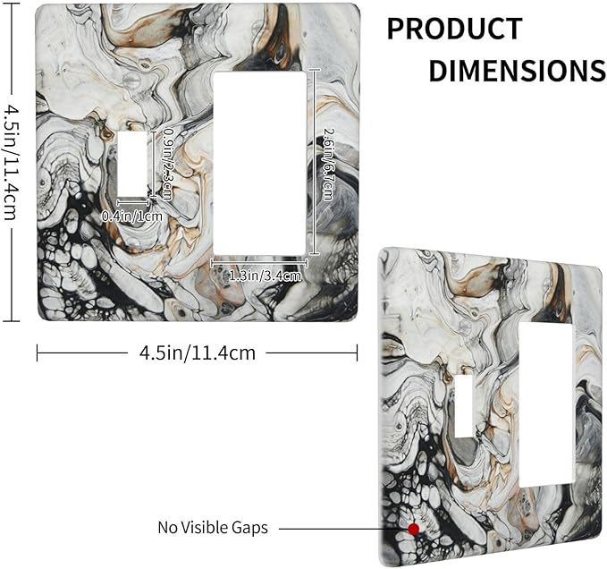 Black Gold Marble Texture Modern Abstract Print Outlet Covers 1 Toggle 1 Rocker Combination Decorative Wall Plate Electrical Switch Plates Light Switch Cover Plate for Bathroom Kitchen Decor