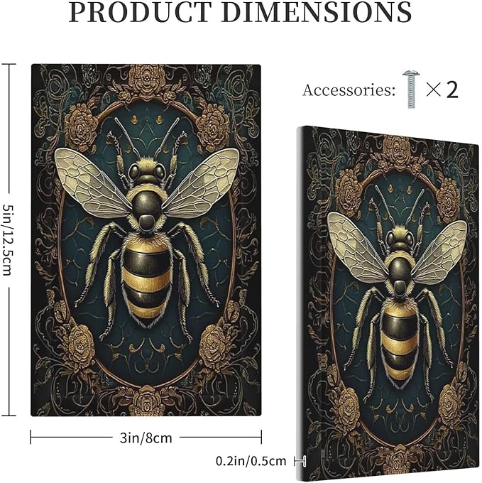 Light Switch Cover Plate Mid Century Bee Dark Floral 1 Gang No Device Blank Electrical Wall Plates Faceplate Decorative Switch Plate For Home Office Decor