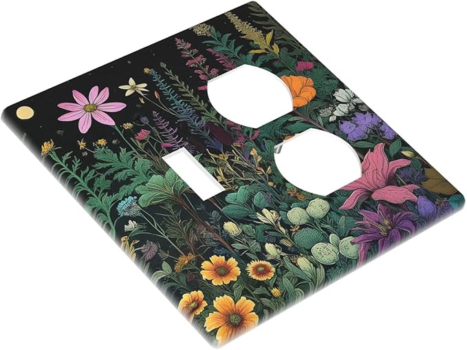 Decorative Outlet Covers Brainstorming Sketches of Weeds Wildflowers Plants 2 Gang Wall Plate Cover Single Toggle Duplex Combo Two Switch Light Switch Cover Plate Face Plate