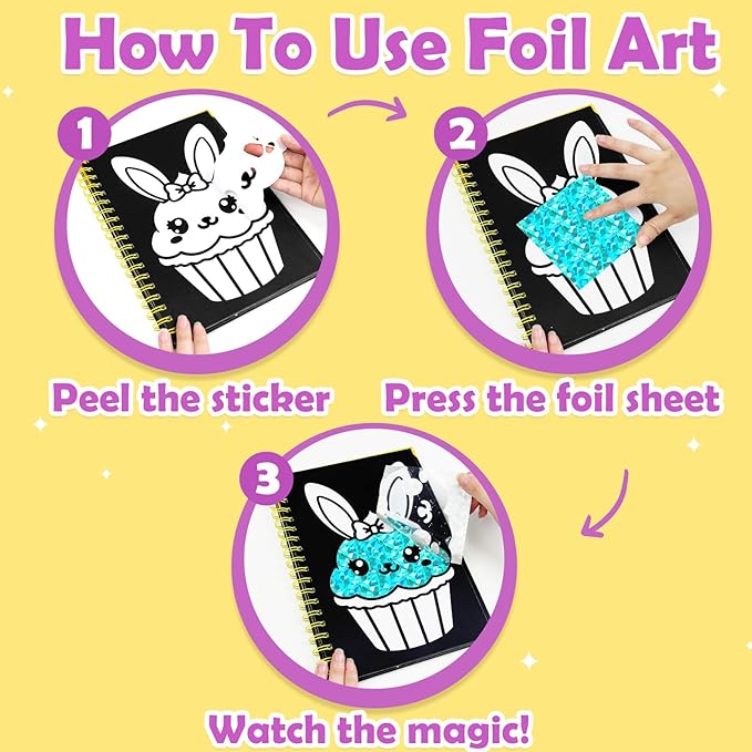 FUNNYB&G Foil Art Crafts for Kids Ages 4-8: Mother's Day 2026, Birthday Gift for Girls, Art and Crafts Supplies, Party Favors, Creative Toys for Girls 4 5 6 7 8 9 Years Old (Happy Birthday)