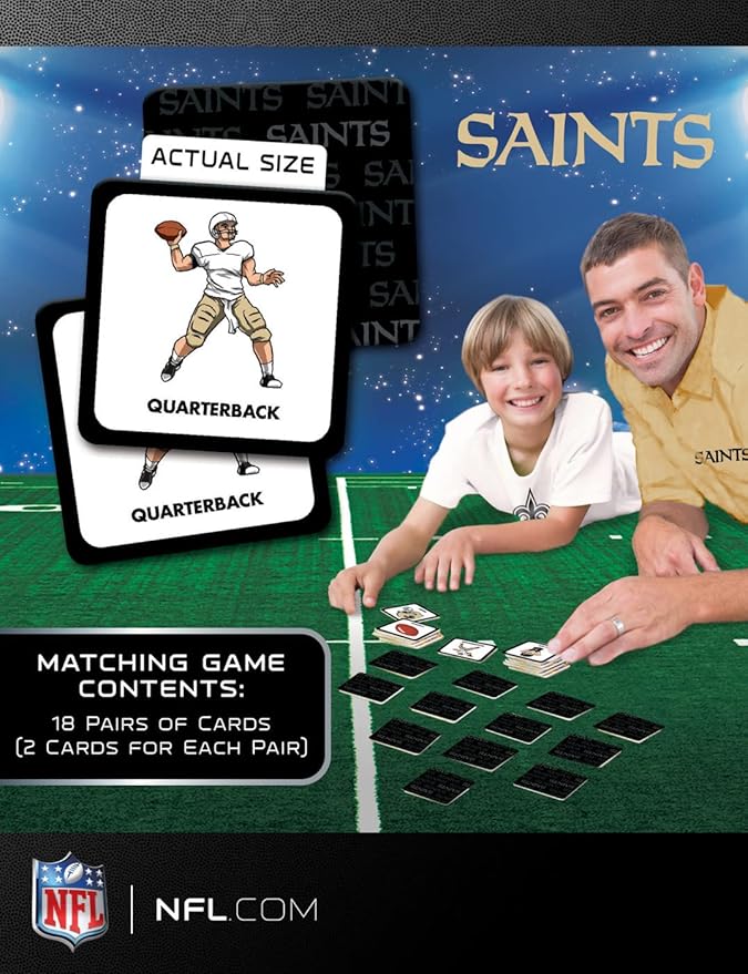MasterPieces Sports Games - New Orleans Saints NFL Matching Game - Game for Kids and Family - Laugh and Learn