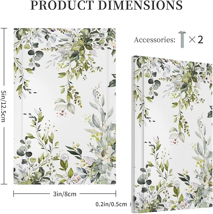 Eucalyptus Sage Green Leaf Plant Floral Light Switch Cover Plate 1 Gang No Device Blank Electrical Wall Plates Faceplate Decorative Switch Plate for Bedroom Living Room Decor