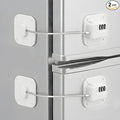 Fridge Lock,2 PCS Refrigerator Lock for Freezer,Cabinets and Drawers,Air Fryer,Doors,Combination Code,Heavy Duty with Adhesive Backing,Easy Install,No Keys Needed White