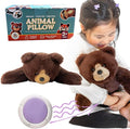 Lunapuer Bear Sensory Weighted Vibrating Pillow, Pressure Activated for Kids Adults, Plush Minky Soft Size: 11 by 20 inches Pillow Animal, Calming Therapy for Focus and Balance for Gift Birthday