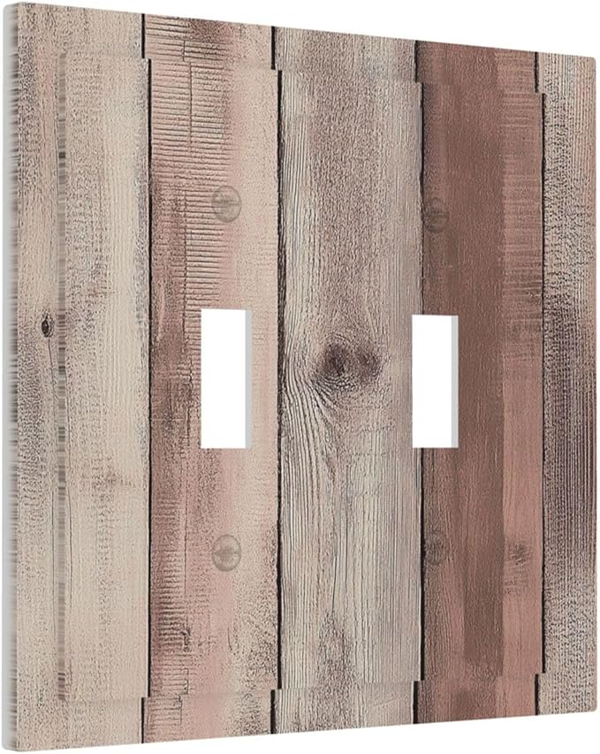 Decorative Switch Plates Vintage Natural Wood Rustic Cinnamon 2 Gang Double Toggle Outlet Light Switch Cover Wall Plate Electrical Faceplate For Farmhouse Cabin Decor