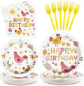 Grencian Chicken Birthday Party Decorations - 96Pcs Little Chick Birthday Plates and Napkins Farm Animal Barnyard Baby Shower Disposable Tableware for Kids Boys Girls Chicken Themed Party Decorations