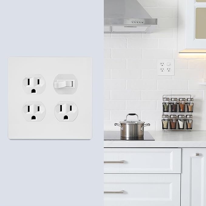 Bates Screwless Double Duplex Outlet Covers, 3 Pack, White, 2 Gang Screwless Wall Plate Cover