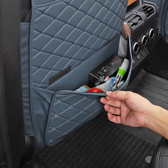 TAIKOO Seat Back Protector + Large Capacity Pocket Storage Organizer,Preventing the Impact of Children Stepping on the Seat Backrest (Blue)