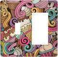 Cartoon Hand Drawn Ice Cream Doodles Colorful Print Outlet Covers 1 Toggle 1 Rocker Combination Decorative Wall Plate Electrical Switch Plates Light Switch Cover Plate for Kids Room Nursery Decor