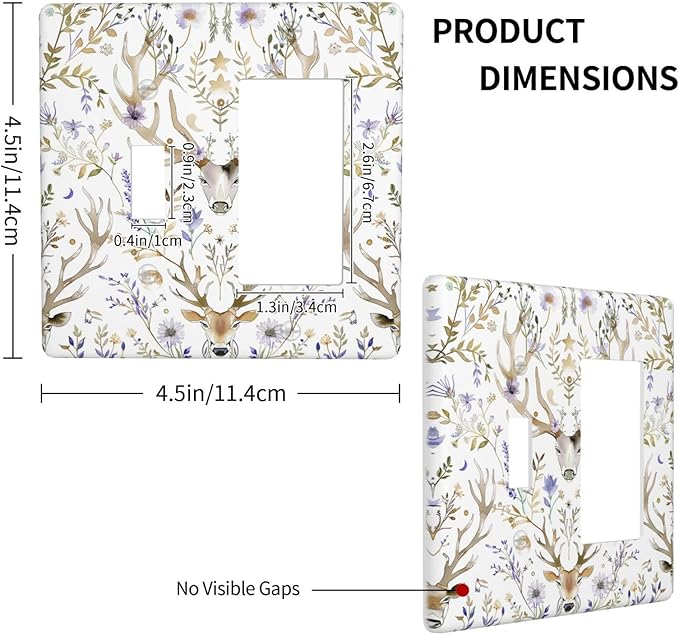 Outlet Covers Gothic Retro Floral Damask Elk Wild Flower 1 Toggle 1 Rocker Combination Decorative Wall Plate Electrical Switch Plates Light Switch Cover Plate For Bed Room Living Room