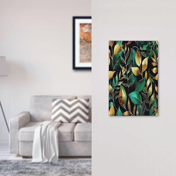 Light Switch Cover Plate Vintage Dark Green Vine Leaf Golden Plants 1 Gang No Device Blank Electrical Wall Plates Faceplate Decorative Switch Plate for Bed Room Cabin Decor